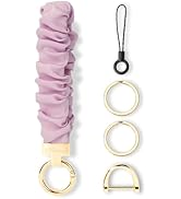 WEESMILE Keychain Wristlet, Stretchy Key Chain for Car Keys with D ring, Cute Scrunchie Wrist Bra...