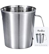KSENDALO 1L Measuring Cup Milk Frothing Pitcher, Stainless Steel Water Pitcher 1000ml/32oz, ML Sc...