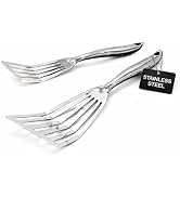 Premium Stainless Steel Fish Spatula Set (2-Pack), Slotted Metal Turner with Ergonomic Handle, Mi...