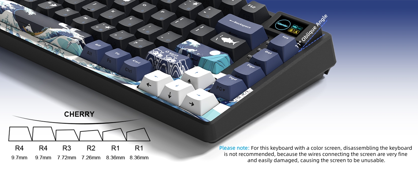 75% Keyboard with Color Multimedia Display Mechanical Gaming Keyboard Wired Hot Swappable