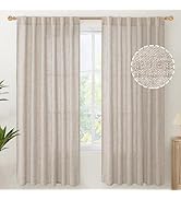 YoungsTex Natural Linen Curtains 72 Inch Length 2 Panel for Living Room Back Tab Rustic Textured ...
