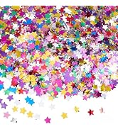 HOBBIESAY Rainbow Colored Star Confetti for Table Decor Metallic Glitter Foil Star Sequins for Bi...