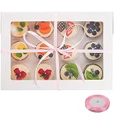 YunKo 6 Pack Dozen Cupcake Boxes White Cupcake Containers with Window Fit 12 Cupcakes or Muffins