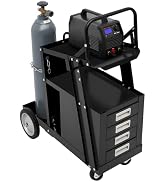 Rolling Welding Cart, 4 Drawers Cabinet Welding Welder Cart W/Four Tires + Heavy-Load Hooks, Upgr...