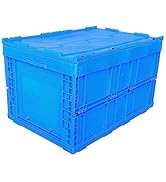 DJC Supply Collapsible 35 Liter Heavy Duty Storage Bin / Foldable & Stackable Utility Crate With ...