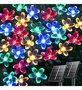 OZS 2-PK 80LED 50FT Flower Solar Garden Lights Outdoor, Multicolor | 8 Modes, Waterproof Cherry B...