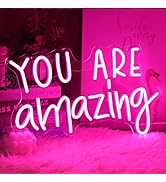 SYLHOME Pink You Are Amazing LED Neon Light Signs Wedding Birthday Girls Party Wall Decor Sign Ho...