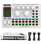 F999MAX Live Sound Card, RGB Lighting Effects, Professional Audio Mixer & Noise Reduction, Metal ...