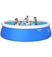 Sunrio 2025 Upgrade 8'*24" Round Inflatable Top Ring Above Ground Swimming Pool Fast Easy to Set ...