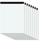 Zaviko Graph Paper Pads 8.5 x 11, 8 Pack, 4x4 Quad Grid Paper Pad 8-1/2" x 11", White Quadrille P...