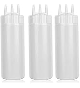 Beyonday 3pcs Seasoning Bottles - 3 Hole Squeeze for Ketchup, Mustard, Dressing, Salad or Sauce (...