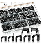 mankk 630PCS Black Cable Clips Nail in Cable Clips Wire Clips 4/5/6/8/10mm Round & Square Etherne...