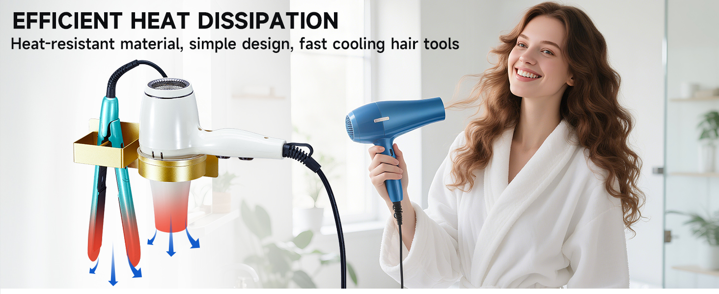 Hair Dryer and Straightener Holder Wall Mounted