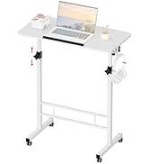 OUKMIC 32 Inch Rolling Standing Desk Adjustable Height, Small Mobile Laptop Stand Up Table with T...