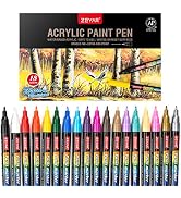 ZEYAR Premium Acrylic Paint Pen, Water Based, Extra Fine Point, 18 Colors, Odorless, Acid Free an...