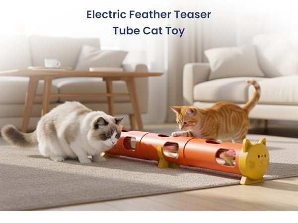 Interactive cat toy with hidden feather movement