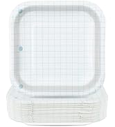 Naozinebi 50Pcs Back to School Grid Notebook Plates First Day of School Disposable Tableware Squa...