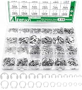 Aienxn 330PCS 304 Stainless Steel Snap Rings Assortment Kit, E Clips Assortment Kit (1.2MM-10MM) ...