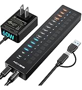 Powered USB 3.0 Hub, ACASIS 16 Port USB Hub Powered(Include 2*USB C 3.0+4 Smart Charging Port) wi...