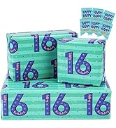 RUSPEPA Birthday Wrapping Paper Sheets with Gift Tags for Teenager Boys' Birthday Gift Wrap, 6 Fo...