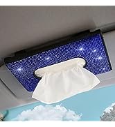 VAGURFO Car Visor Tissue Holder Bling Car Sun Visor Tissue Box Holder Leather Sparkling Crystals ...