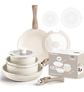 Heapsion 10-Piece Ceramic Nonstick Cookware Set, PFAS/PFOA/PTFE-Free & Non-Toxic Pots and Pans Se...
