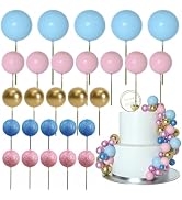 ASTARON 50 Pcs Ball Cake Topper Sticks Mini Balloons for Cake Decorating Supplies Foam Balls Cake...