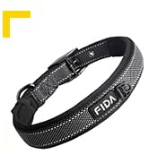 Fida Heavy Duty Dog Collar, Ultra Comfortable Soft Neoprene Padded, Adjustable Reflective Nylon P...