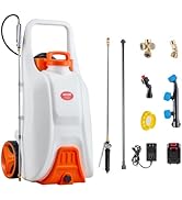 VEVOR 13.1 Gallon Battery Powered Sprayer with Wheels, Adjustable 0-80 PSI, 5 Nozzles and 98ft Ho...