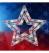 LAMPHOME 50L 14" Star Decorative Sculpture, 4th of July Patriotic Decorations Red White and Blue ...