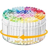 Ohuhu Acrylic Marker Organizer for Alcohol Markers, 360° Rotating Clear Acrylic Holder with Hidde...