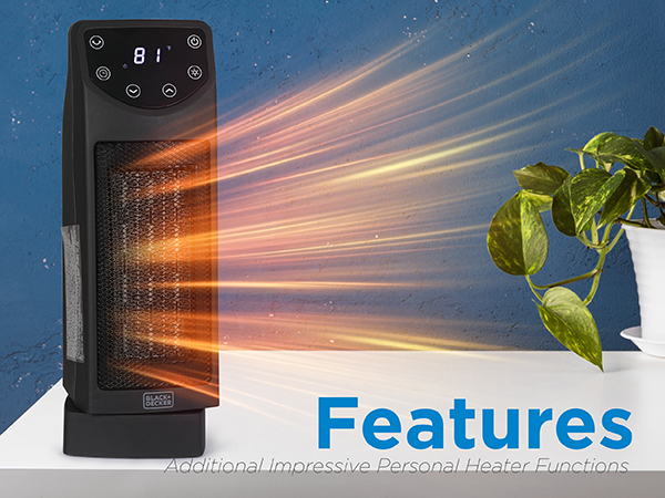 BLACK+DECKER Oscillating Space Heater, Portable Heater with Remote Control