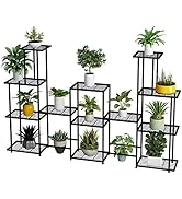Metal Plant Stand, 13 Tiers Multifunctional Plant Stands for Indoor Plants, Decorative Black Stee...