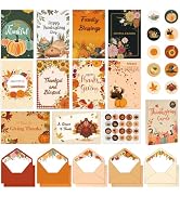 Thboxes 40 Pack Thanksgiving Cards with Envelopes, 4 x 6 in Bulk Thanksgiving Cards with Stickers...