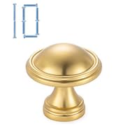 KOOFIZO Classical Cabinet Knob - Brushed Gold Pull Handle (Dia.32mm / 1.26 Inch), 10-Pack for Kit...