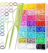 TsMADDTs 24 Colors Rubber Bands, 2000PCS Elastic Hair Ties with Organizer Box, Rubber Bands with ...