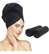SUNLAND Microfiber Hair Drying Towel 2 Pack Super Absorbent Quick Dry Magic Hair Turban for Dryin...