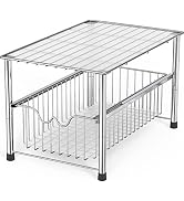 DecoBrothers Stackable Under Sink Organizer with Sliding Basket, Chrome