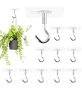 12 Pcs Adhesive Ceiling Hooks No Drilling Ceiling Hooks Outdoor Adhesive Hooks for Hanging Small ...