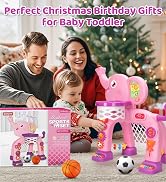 Toddler Basketball Hoop & Soccer Goal Sports Toys for 1 2 3 Years Old Girls Boys, Montessori Toys...