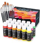 GOTIDEAL Acrylic Paint Set with 10 Brushes, 18 Colors(59ml, 2 oz) Art Craft Paint Non Toxic, Perf...