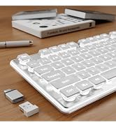 Wireless Keyboard with White Backlit, Quiet, Rechargeable, 2.4GHz, White | Light Up Letters, 2000...