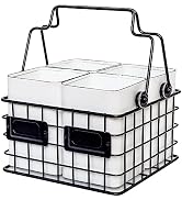 EMAX HOME 4 Compartment Utensil Caddy,Rustic Farmhouse Multipurpose Caddy,Utensil Crock Flatware ...