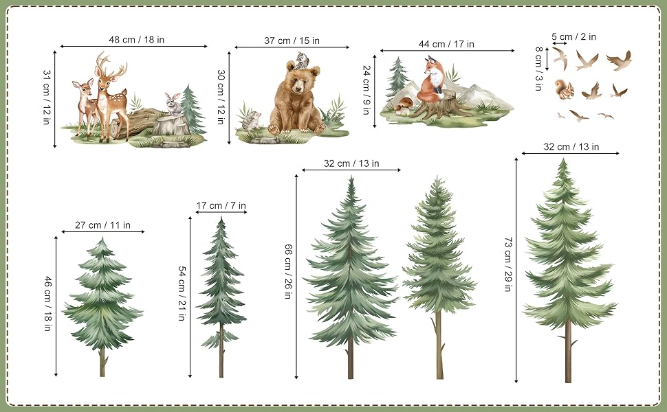 Forest Tree Animal Wolf Wall Stickers