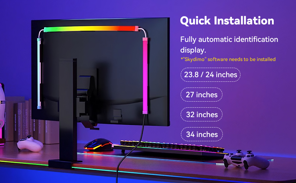 The light strips come in 4 sizes, namely 24, 27, 32, and 34 inches.