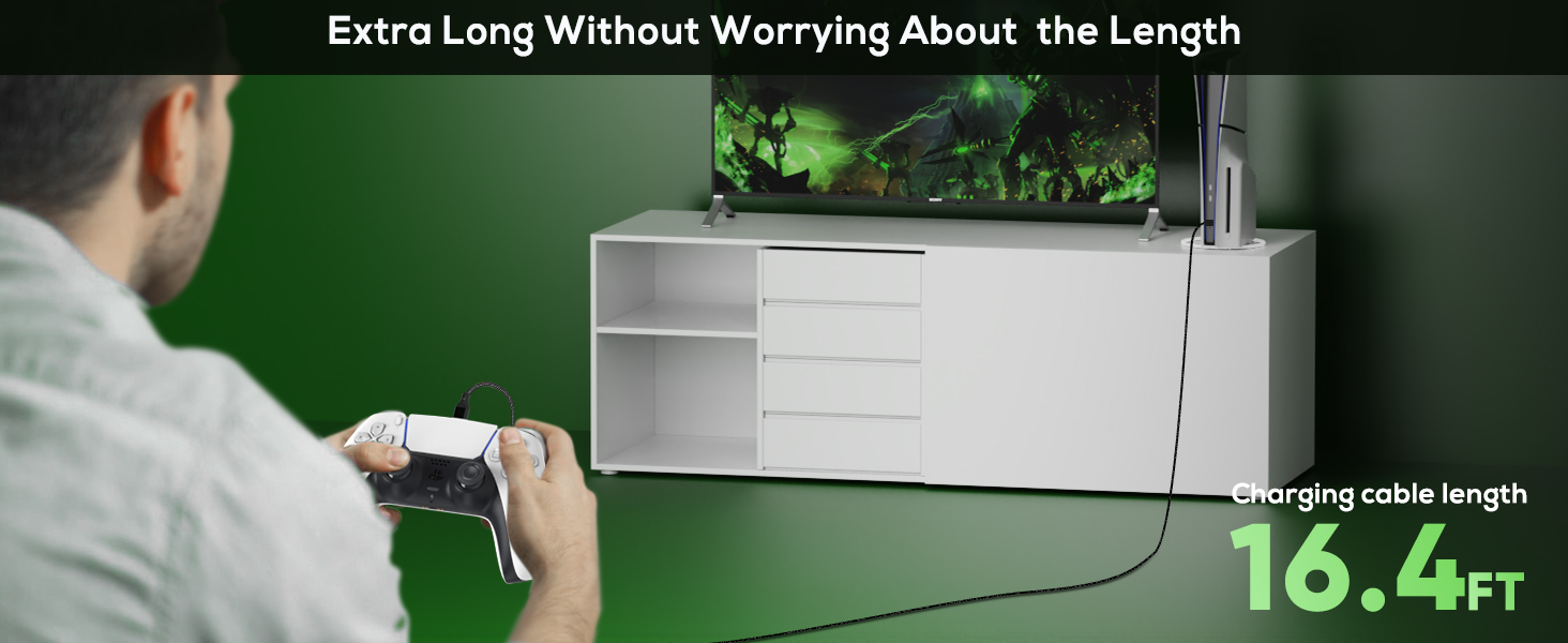 16.4ft long charging cable provides you convenient use and the flexibility you need