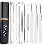 Pimple Popper Tool Kit - Boxoyx 10 Pcs Blackhead Remover Comedone Extractor Kit with Metal Case f...