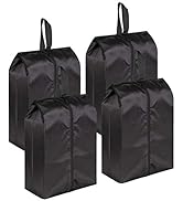 MISSLO Portable Nylon Travel Shoe Bags with Zipper Closure (Pack 4, Black)