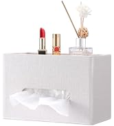 Sumnacon Tissue Box Cover with Storage Tray, Decorative Rectangular Tissue Holder Linen Facial Ti...