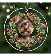Yorkie Christmas Ornaments 2025, Yorkshire Terrier Ornaments for Christmas Tree, Acrylic Dog Orna...